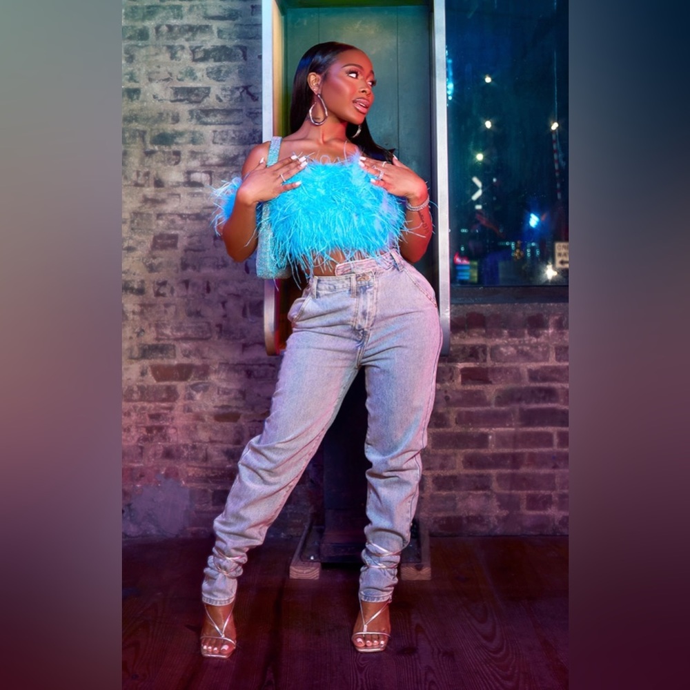 Blue straight leg jeans